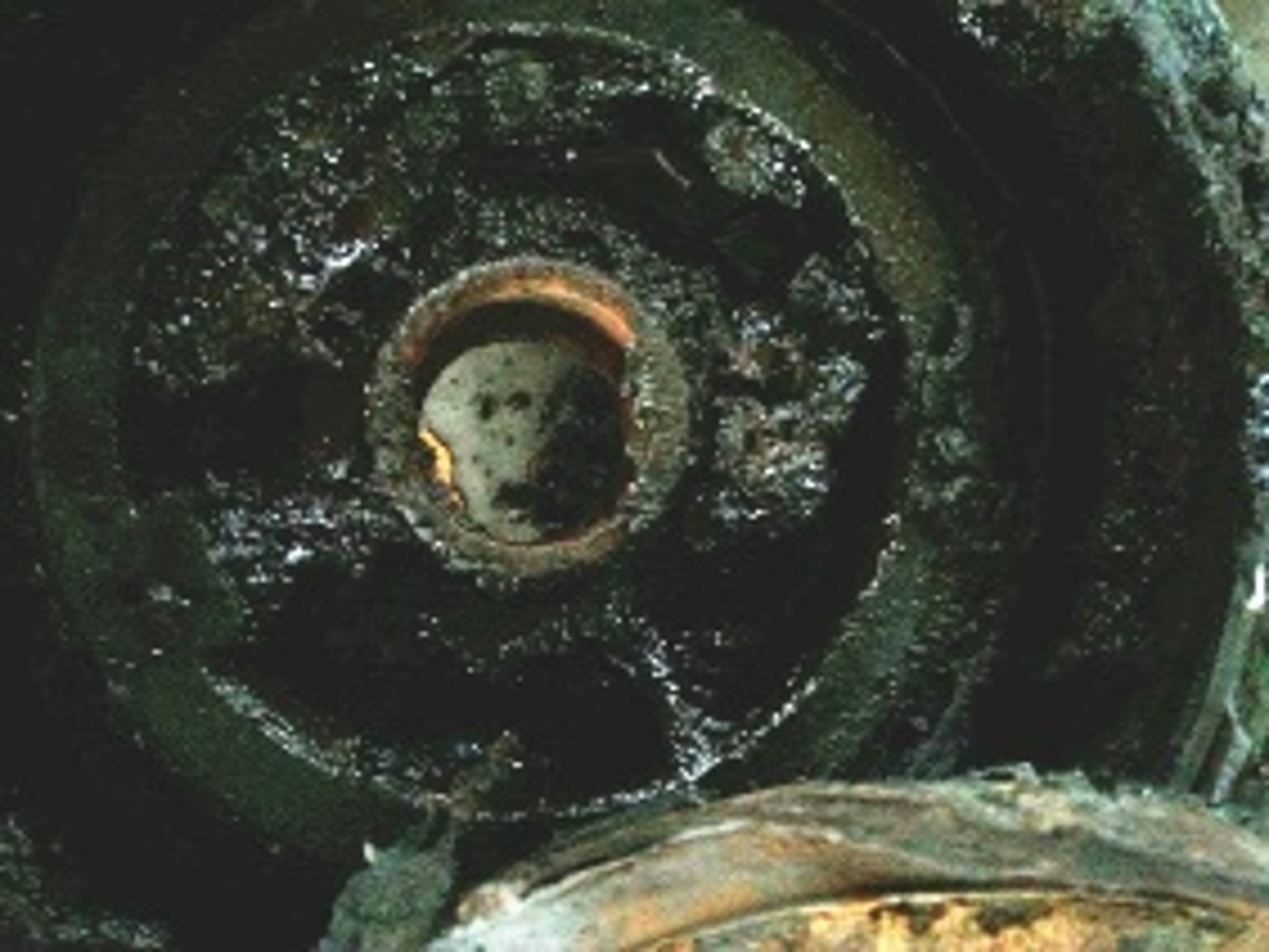 Pump with severe deposits before treatment