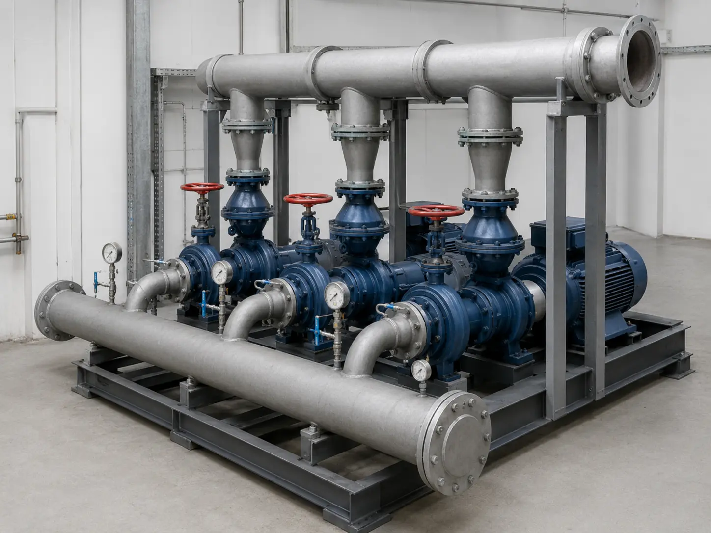 Three industrial mixing-water pumps